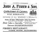 John A. FISHER ad for confectionery business 1910
